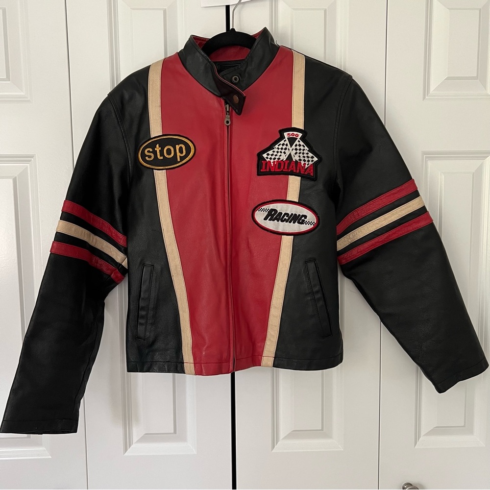 Vintage Red and Black Racing Leather Jacket